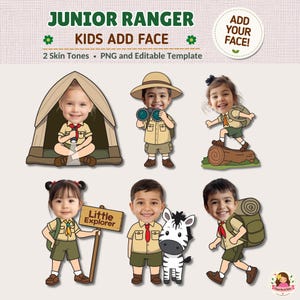 Ranger Kids Add Face Activity, Bulletin Board Decor, Cut and Paste (Canva Edit, PNG)