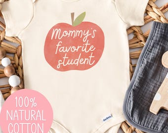 Mommy's Favorite Student Onesie®, Teacher Baby Onesie, Baby Shower Gift for Teacher, Apple Baby Bodysuit for Educator, Teacher's Pet Romper