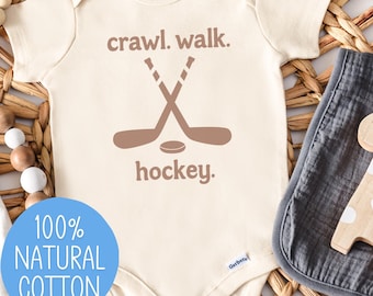 Hockey Baby Onesie®, Crawl Walk Hockey Bodysuit, Baby Shower Gift for Hockey Fan, Game Day Romper, Hockey Baby Grow, Sports Baby Shirt