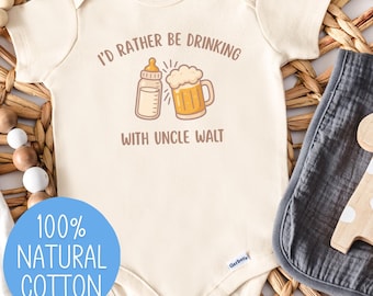 Personalized Uncle Baby Bodysuit, I'd Rather Be Drinking with Custom Uncle Name Infant Romper, Beer Drinker Newborn One Piece from Uncie
