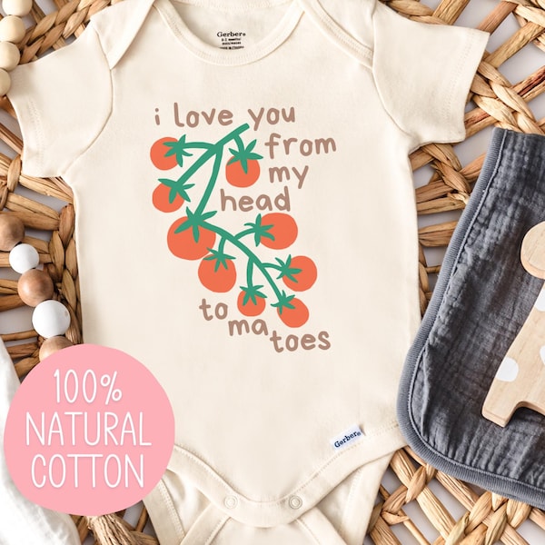 Cute Tomatoes Onesie®, I Love You From My Head Tomatoes Baby Bodysuit, Cute Tomato Baby Shower Gift for Newborn, Fruit Vegetable Baby Romper