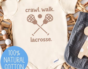 Lacrosse Baby Onesie®, Crawl Walk Lacrosse Bodysuit, Baby Shower Gift for Lax Fan, Game Day Romper, Lacrosse Baby Grow, Sports Baby Shirt
