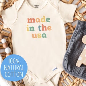 Made in the USA Onesie®, American Born Baby Bodysuit, Patriotic Baby Shower Gift, Made in America Baby Romper, Proud American Baby Onesie