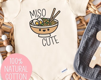 Miso Cute Onesies® Bodysuit, Premium Cotton Baby Shower Gift, Natural Cotton Baby Clothes, Gift for New Mom, Miso Soup Foodie Baby Shirt