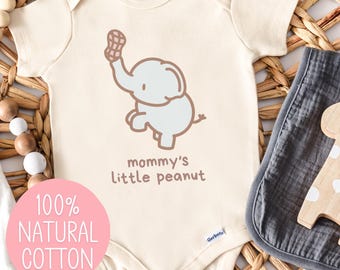 Mommy's Little Peanut Onesie®, Custom Name Baby Bodysuit, Elephant Baby Shower Gift, Cute Animal Infant Romper, Little Peanut Newborn Onesie