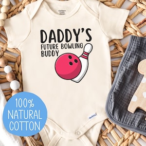 Future Bowling Buddy Onesies®, Daddy's Future Bowler Baby Bodysuit, Natural Cotton Baby Shower Gift for Bowling Fan, Father Baby Boy Onesie