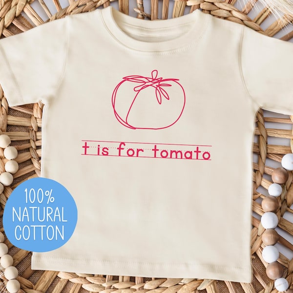Cute Tomato Kid's T-shirt, T Is for Tomato Toddler Tee, Cute Tomato Youth Shirt, Alphabet Fruit Vegetable Childrens Tshirt, Tomato Tee Shirt
