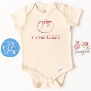 Cute Tomato Onesie®, T Is for Tomato Baby Bodysuit, Cute Tomato Baby Shower Gift for Newborn, Alphabet Fruit Vegetable Infant Baby Romper