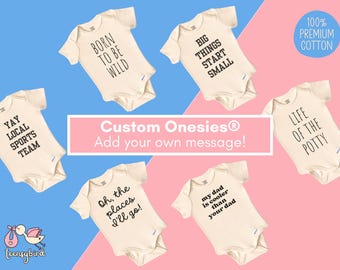 Custom Text Baby Onesie®, Personalized Romper, Customized Baby Shower Gift, Custom Name Baby Sleep Suit, Baby Announcement, Gender Reveal