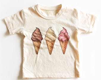 Ice Cream Cone Kids Shirt - Cute Watercolor Summer Toddler Tee