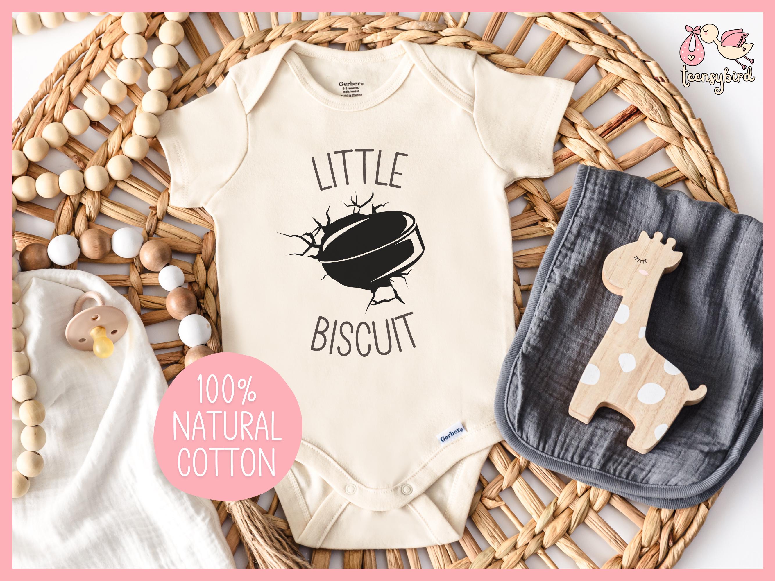 Funny Hockey Onesies®, Little Biscuit Baby Bodysuit, Sports Fan Baby Shower Gift for Newborn, Natural Cotton Baby Romper, Rookie Hockey Star