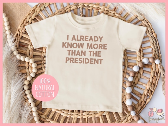 Funny Political Satire Shirt, President Kid's T-shirt, Parody POTUS Children's Tee, Gag Gift for Smart Kid, Natural Cotton Youth Tshirt