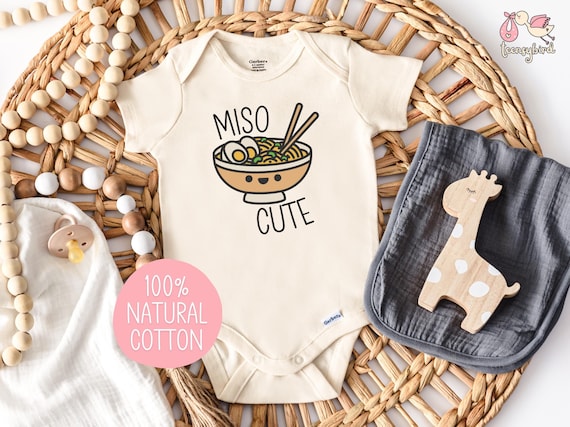 Miso Cute Onesies® Bodysuit, Premium Cotton Baby Shower Gift, Natural Cotton Baby Clothes, Gift for New Mom, Miso Soup Foodie Baby Shirt