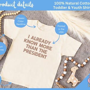 Funny Political Satire Shirt, President Kid's T-shirt, Parody POTUS Children's Tee, Gag Gift for Smart Kid, Natural Cotton Youth Tshirt image 3