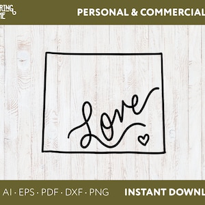 Wyoming Love Hand Lettered Minimalist State Outline clipart svg, png, eps, dxf cut file | Cricut, Silhouette |  TÉLÉCHARGEMENT NUMÉRIQUE