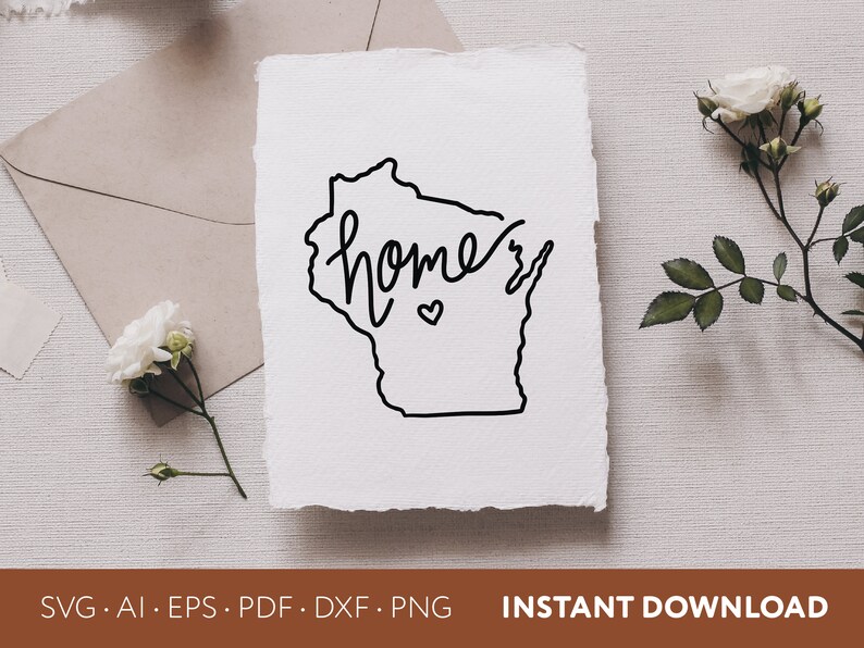 Wisconsin SVG Hand Lettered Minimalist | Wisconsin State Outline Svg ...