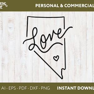 Nevada Love Hand Lettered Minimalist State Outline Clipart svg, png, eps, dxf laser cut file | Cricut, Silhouette |  DIGITALER DOWNLOAD