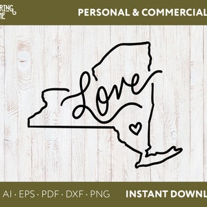 New York Love Hand Lettered Minimalist State Outline Clipart svg, png, eps, dxf laser cut file | Cricut, Silhouette |  DIGITALER DOWNLOAD