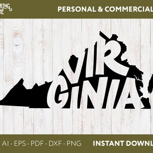 Virginia Hand Lettered Retro Negative Space | Virginia State svg, png, eps, dxf laser cut Datei Cricut, Silhouette | DIGITALER DOWNLOAD