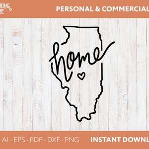 Illinois SVG Handgeschreven minimalistische | Illinois State Outline svg, png, eps, dxf lasergesneden bestand Cricut, Silhouette |  DIGITALE DOWNLOAD