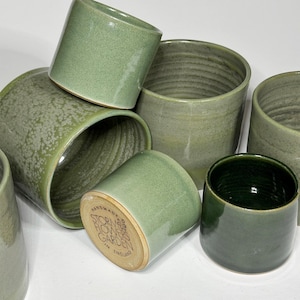 Large Moss Green Handmade Ceramic Plant Pot | 12cm diameter