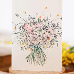 floral bouquet printanier carte de vœux | Cartes d'illustration à l'aquarelle | Cartes de fête des mères | Cartes de voeux vierges