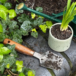Hand Forged Recycled Steel Garden Trowel with Copper Detail and Locally Sourced Wood Handle | Made in the UK | Garden Tools