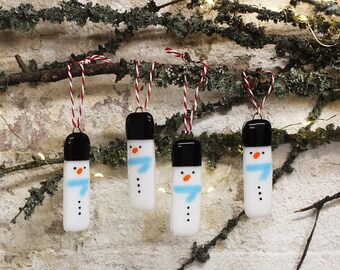 Adorno navideño de muñeco de nieve de vidrio fundido hecho a mano / Adornos novedosos para árbol de Navidad