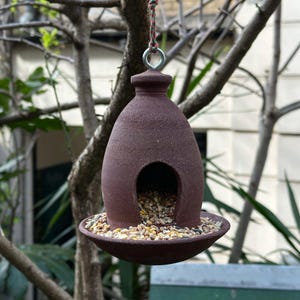 Handmade Ceramic Hanging Bird Feeder | Hanging Garden Decor