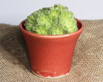 Mini Cherry Red Tulip Shape Handmade Ceramic Plant Pot