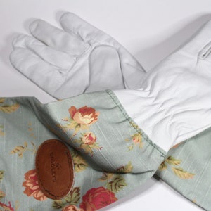 Floral Design English Leather & Linen Gardening Gloves image 13