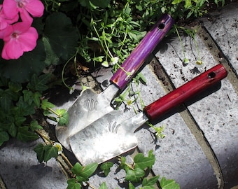 Hand Forged Steel Garden Trowel: Recycled Metal, Hazel Wood Handle, UK Made Gardening Tool