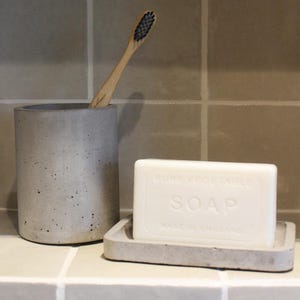 Concrete Toothbrush Holder with Drainage Hole