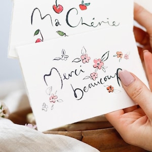 Merci Beaucoup Thank You Card | Floral Watercolour Illustration cards | Thank You cards | Blank greetings cards