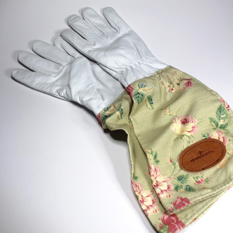 Floral Design English Leather & Linen Gardening Gloves image 8
