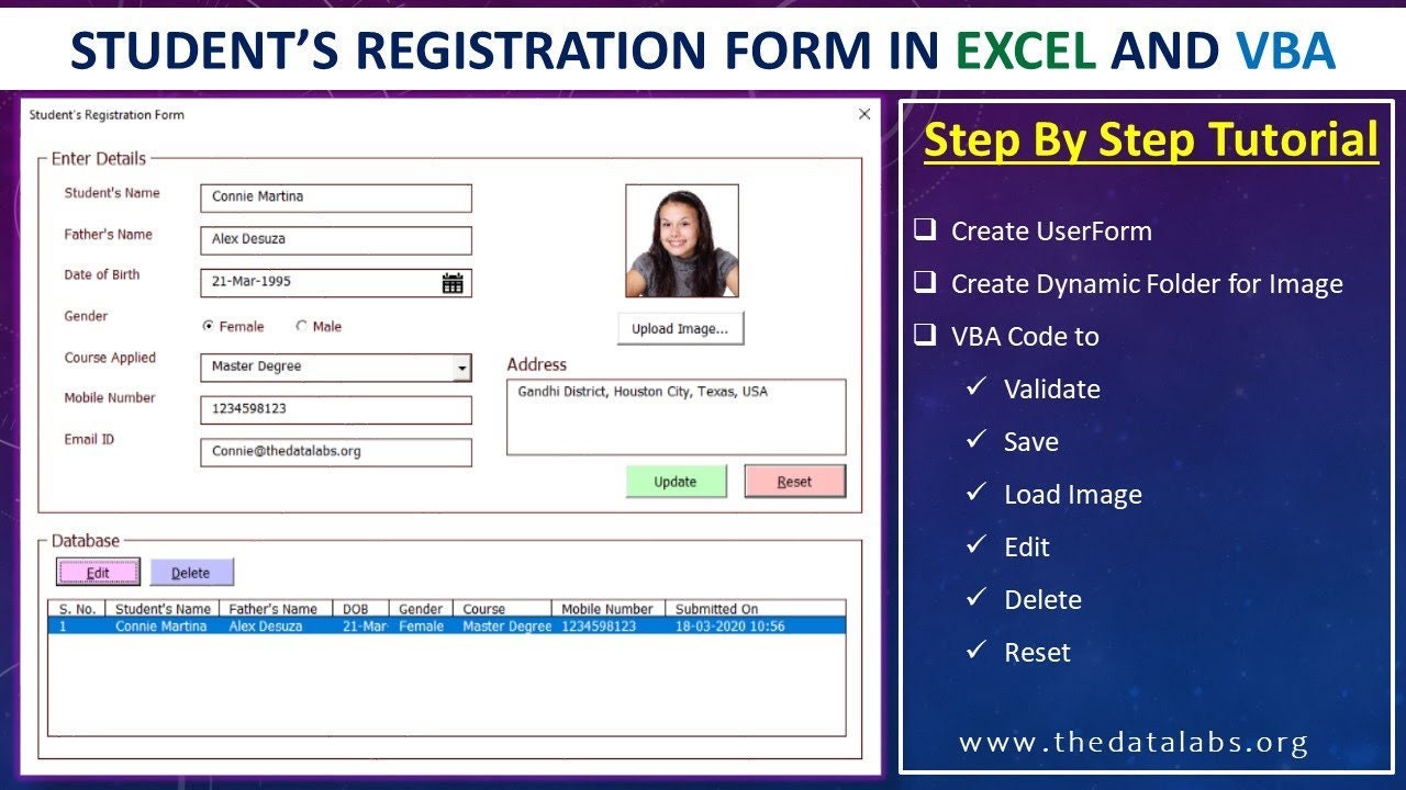 Creat Automated Students Registration Form in Excel Easy to - Etsy India