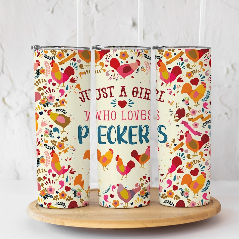 Funny Adult Humor Tumbler Just A Girl Who Loves Peckers 20oz Skinny Tumbler Funny Adult