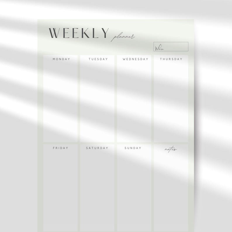 Minimalist Weekly Planner Printable: Vertical Undated A4 (digital ...