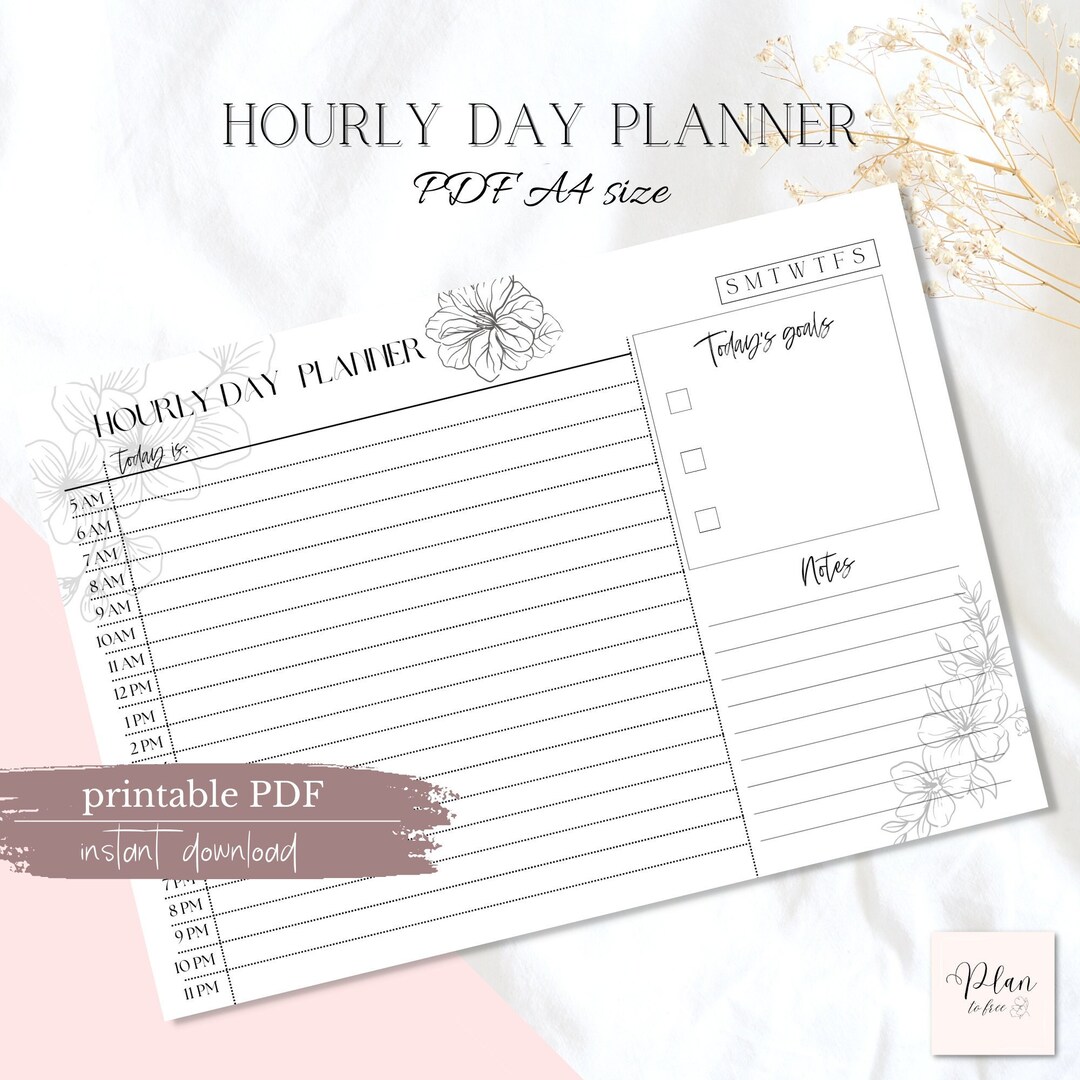 Hourly Day Planner Printable A4 Daily Schedule PDF Etsy Hourly Day Planner Printable A4 Daily Schedule PDF Etsy