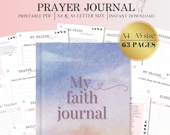 Christian Prayer Journal, Christian Planner, Gratitude Journal, Bible Study Journal, Devotional Journal, Christian Printable PDF A4 a5 plan