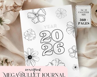 2026 Premade Mega Bullet Planner Journal Pages, monthly yearly, 2026 journal bundle printable,2026 planner bundle, mood and habit trackers