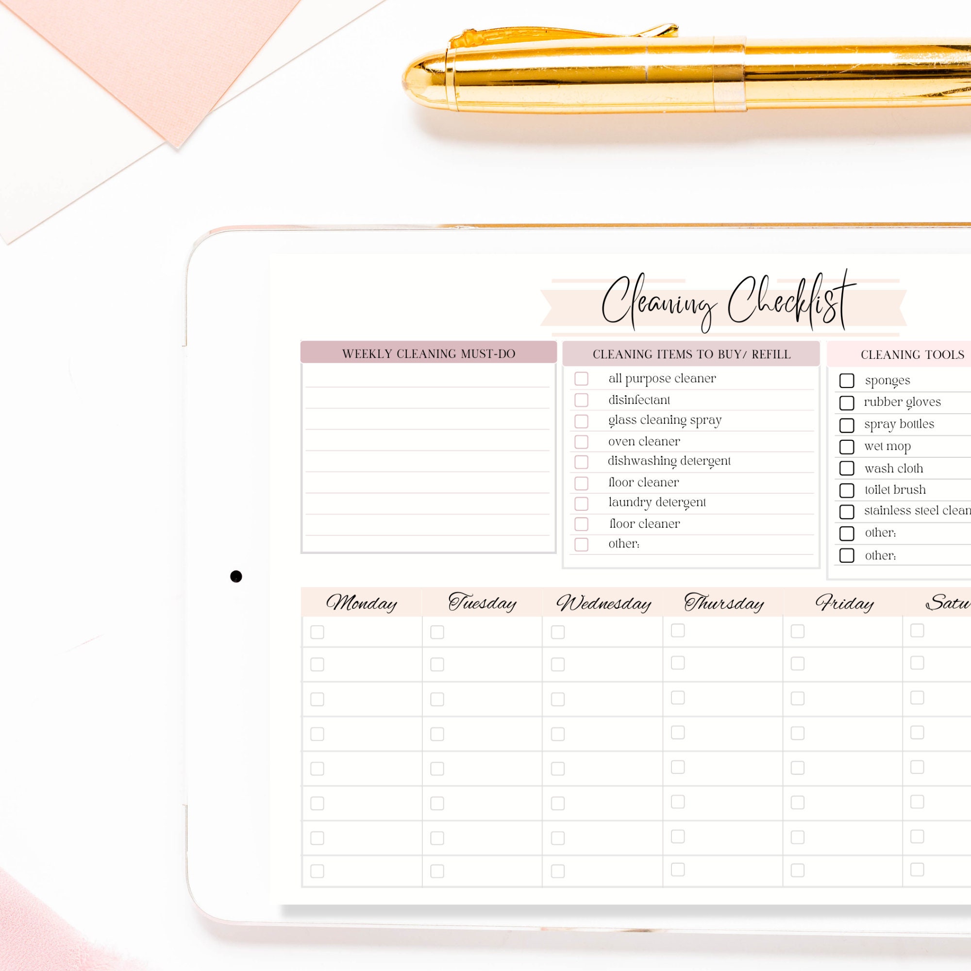Checklist Clean Modern PRINTABLE CLEANING CHECKLIST, Minimalist Cleaning Checklist Printable ...