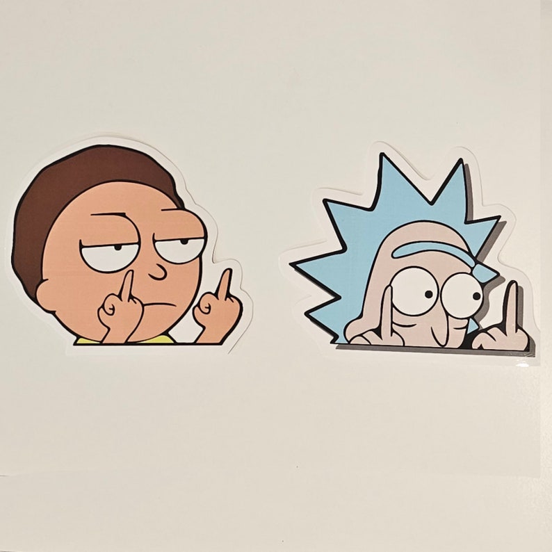 Rick and Morty Middle Finger Funny Vinyl Sticker - Etsy