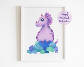 Baby Triceratops Dinosaur Nursery Wall Art Printable