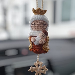 Our lady of Mount Carmel charm, Rearview mirror charms, car mirror ornament, Religious figures, Virgin Mary car decor, special gift,