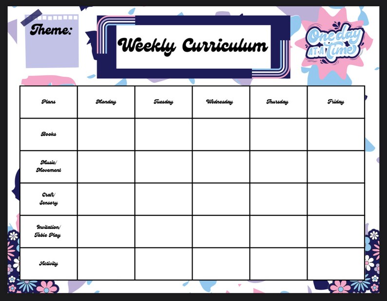 Customizable Weekly Curriculum Plan - Etsy