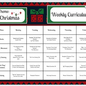 Ausgefüllter Weihnachtswochen-Lehrplan