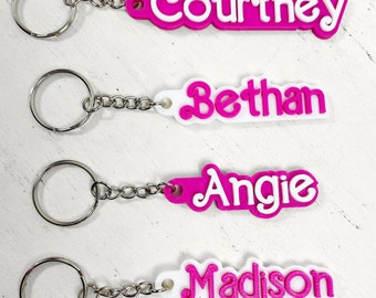 Personalised Keyring, Personalised Keychain, Personalised Bag Charm, Name Tag, Two Tone Custom Colours,