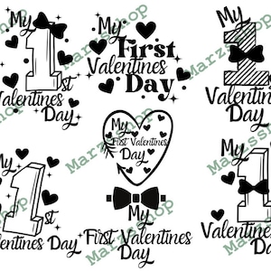 7 Stück SVG und PNG Bundle My First Valentines Day For Boys and Girls,Baby Boy My First Vday svg,Baby Girl My First Vday svg, First Vday svg