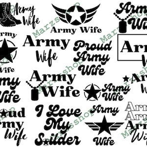 Pacote SVG e PNG de 15 peças Esposa do Exército, Esposa Militar svg, Exército svg, Esposa svg, Esposa do Exército png, Esposa militar png, Exército png, Esposa de serviço svg